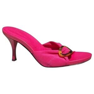 Donald Pliner  Mesh Fuchsia Mesh Elastic Leather Shoe Tortoise Buckle NWT $225